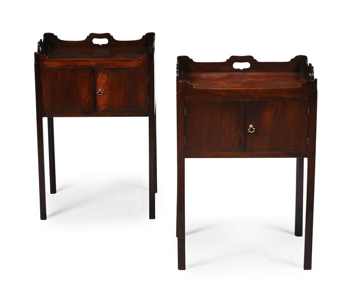 A PAIR OF GEORGE III MAHOGANY BEDSIDE CUPBOARDS, IN THE MANNER OF THOMAS CHIPPENDALE, CIRCA 1770