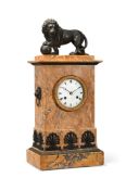 A FRENCH BRONZE MOUNTED SIENA MARBLE CLOCK, LATE 19TH CENTURY