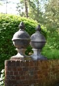 A PAIR OF STONE BALL AND SPIRE FINIALS, EARLY 20TH CENTURY