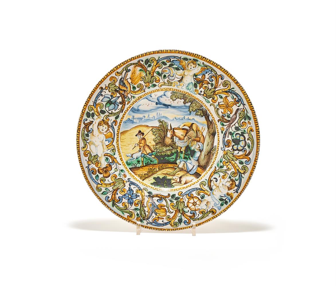 AN ITALIAN MAIOLICA PLATE, CASTELLI D'ABRUZZO, LATE 17TH CENTURY