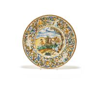 AN ITALIAN MAIOLICA PLATE, CASTELLI D'ABRUZZO, LATE 17TH CENTURY