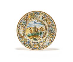 AN ITALIAN MAIOLICA PLATE, CASTELLI D'ABRUZZO, LATE 17TH CENTURY