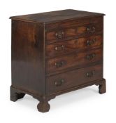 A GEORGE III MAHOGANY AND CROSSBANDED BACHELOR'S CHEST OF DRAWERS, CIRCA 1780