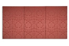 † A SET OF THREE 'RAVENNA' VENETIAN RED WOVEN FABRIC PANELS, BY WATTS 1874, CONTEMPORARY