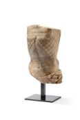 A NORTH ITALIAN CARVED ALABASTER MODEL OF A TORSO, PROBABLY GENOA, CIRCA 1500