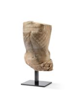 A NORTH ITALIAN CARVED ALABASTER MODEL OF A TORSO, PROBABLY GENOA, CIRCA 1500