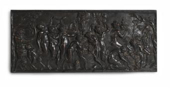 AFTER CLAUDE CLODION, A BRONZE RELIEF PLAQUE OF DANCING SATYRS, LATE 19TH CENTURY