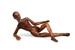 A WAXED PINE ARTICULATED ARTIST'S LAY MODEL, 19TH CENTURY