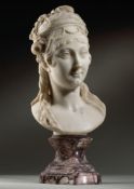 ATTRIBUTED TO IGNAZIO AND FILIPPO COLLINO, A WHITE MARBLE PORTRAIT HEAD OF A YOUNG NOBELWOMAN