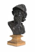AFTER THE ANTIQUE, A GILT AND PATINATED BRONZE BUST OF AJAX, FRENCH, LATE 19TH CENTURY