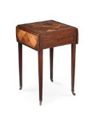 Y A GEORGE III PARQUETRY AND SPECIMEN WOOD PEMBROKE GAMES TABLE, IN THE MANNER OF GILLOWS, CIRCA 179