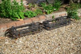 A PAIR OF IRON STRAPWORK HANGING PLANTERS, LATE 19TH OR EARLY 20TH CENTURY