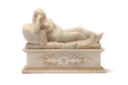 AFTER THE ANTIQUE, AN ALABASTER FIGURE OF THE SLEEPING ARIADNE, ITALIAN, EARLY 19TH CENTURY
