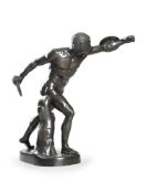AFTER THE ANTIQUE, A LARGE BRONZE FIGURE OF THE BORGHESE GLADIATOR, 19TH CENTURY