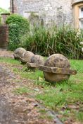 TWO PAIRS OF COTSWOLD STONE BALL FINIALS, 19TH CENTURY