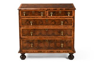 A WILLIAM & MARY OLIVEWOOD OYSTER VENEERED, LABURNUM AND WALNUT CHEST OF DRAWERS, CIRCA 1690
