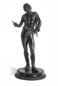 AFTER THE ANTIQUE, A BRONZE FIGURE OF NARCISSUS, NAPLES, LATE 19TH CENTURY