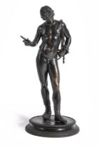 AFTER THE ANTIQUE, A BRONZE FIGURE OF NARCISSUS, NAPLES, LATE 19TH CENTURY