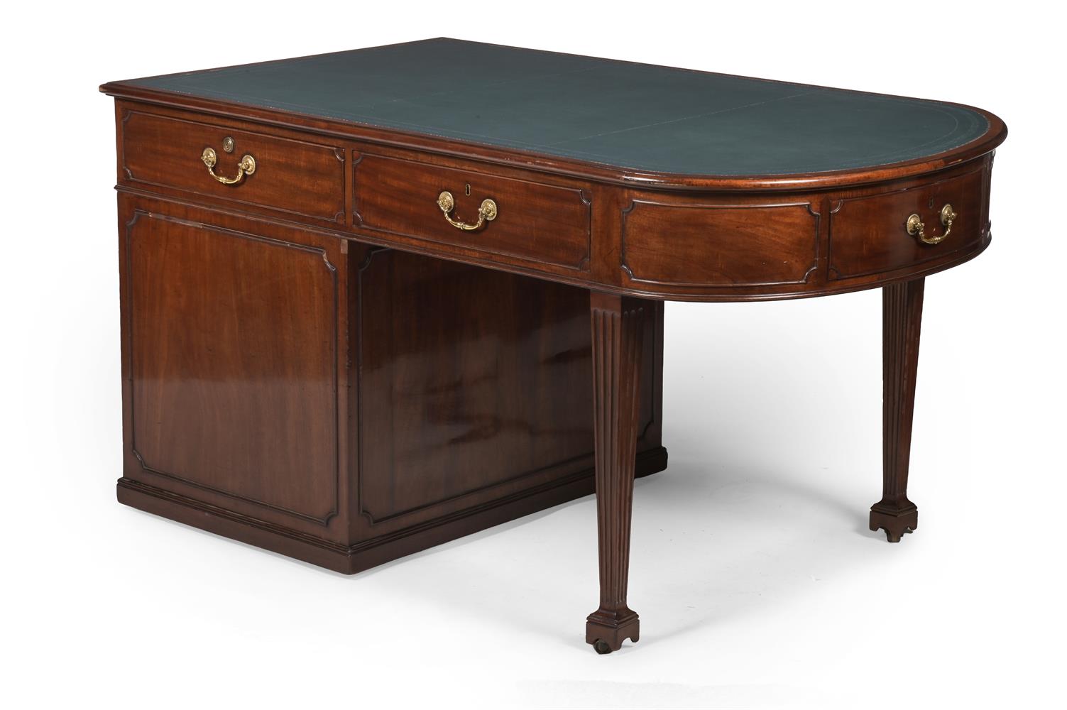 A RARE GEORGE III MAHOGANY PARTNER'S PEDESTAL DESK, CIRCA 1780