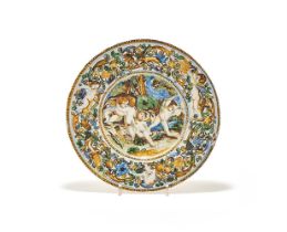 AN ITALIAN MAIOLICA PLATE, CASTELLI D'ABRUZZO, LATE 17TH CENTURY