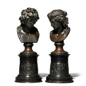 AFTER THE ANTIQUE, A PAIR OF BRONZE BUSTS OF ANTINOUS AND DIONYSUS, FRENCH, MID 19TH CENTURY