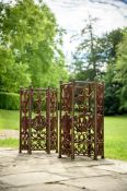 A PAIR OF BRONZE MOUNTED CAST IRON HEXAGONAL PLANTERS OR STICK STANDS, 19TH CENTURY