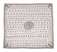 A ZOROASTRIAN WOOL EMBROIDERY, ISFAHAN, CIRCA 1870