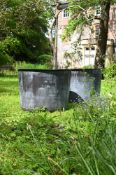 A LARGE PAIR OF PATINATED COPPER AND RIVETED CIRCULAR PLANTERS, CONTEMPORARY