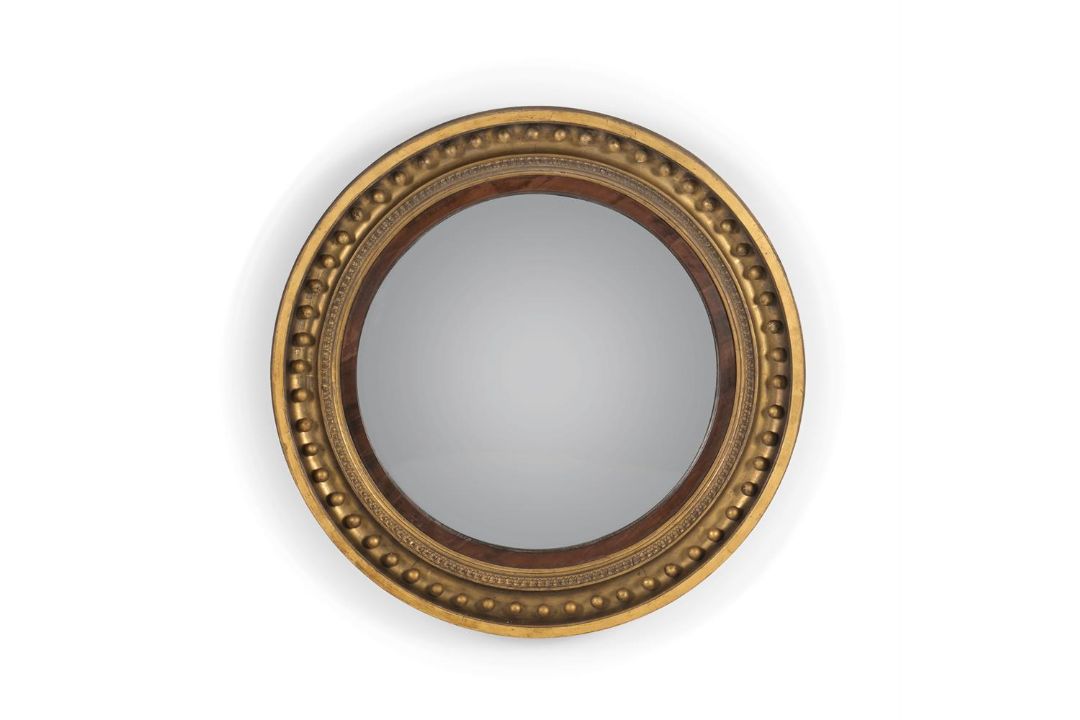 A LARGE GEORGE III GILTWOOD CONVEX MIRROR, CIRCA 1810 - Image 2 of 3
