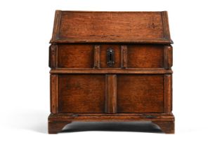 AN UNUSUAL COMMONWEALTH WALNUT TABLE TOP DESK BOX, CIRCA 1650