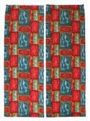 A PAIR OF PRINTED COTTON CURTAINS, IN THE MANNER OF JOHN PIPER, CIRCA 1960