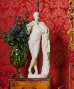 AFTER THE ANTIQUE, A LARGE WHITE MARBLE FIGURE OF THE SATYR PLAYING A FLUTE, FRENCH, 19TH CENTURY