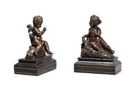 Y AFTER FILIPPO DELLA VALLE (1698-1768), A PAIR OF BRONZE FIGURES OF THE INFANTS CUPID AND PSYCHE