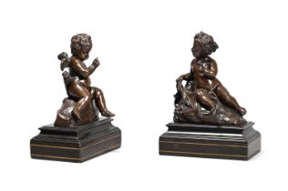 Y AFTER FILIPPO DELLA VALLE (1698-1768), A PAIR OF BRONZE FIGURES OF THE INFANTS CUPID AND PSYCHE