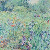 λ HESSEL DE BOER (DUTCH 1921-2003)IRISES IN A SUMMER LANDSCAPEOil on canvasSigned (lower left)70.5