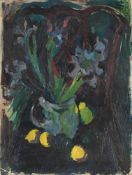 λ ADRIAN RYAN (BRITISH 1920-1998), STILL LIFE WITH IRISES AND LEMONS