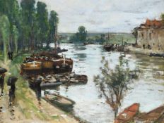 PIERRE-EUGENE MONTEZIN (FRENCH 1874-1946), PENICHES SUR LA LOING