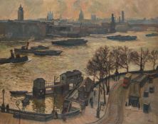 λ JOHN ANTHONY PARK (BRITISH 1880-1962), OVERLOOKING THE THAMES AT BLACKFRIARS