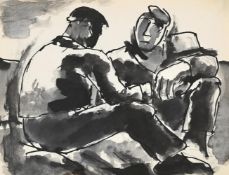 λ JOSEF HERMAN (POLISH/BRITISH 1911-2000), SEATED FISHERMEN