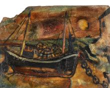 λ SVEN BERLIN (BRITISH 1911-1999), BOAT UNDER MOON