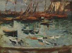 HENRY TONKS (BRITISH 1862-1937), BOATS IN A HARBOUR
