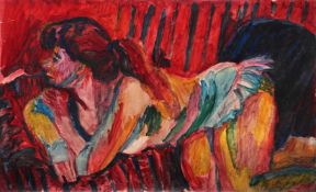 λ ADRIAN RYAN (BRITISH 1920-1998), JOAN GILLCHREST LYING ON A BED