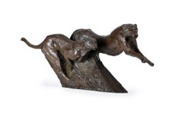 DYLAN LEWIS (SOUTH AFRICAN B. 1964), RUNNING CHEETAH PAIR I MAQUETTE