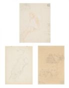 λ SIR STANLEY SPENCER (BRITISH 1891-1959), FIGURE AND CAT; A SHEET OF STUDIES; A DOG (3)
