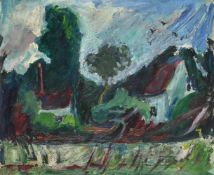 λ ADRIAN RYAN (BRITISH 1920-1998), COTTAGES BY A STREAM