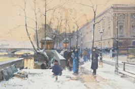 EUGÈNE GALIEN-LALOUE (FRENCH 1854-1941), AU BORD DE LA SEINE PRES DE CHATELET