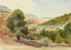 EMILY SARGENT (AMERICAN 1857-1936), LANDSCAPE BETWEEN HAIFA AND NAZARETH IN THE MOUNT CARMEL RANGE