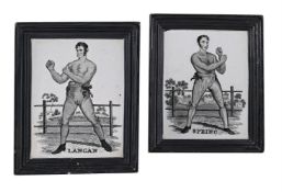A PAIR OF STAFFORDSHIRE PEARLWARE COMMEMMORATIVE FRAME-MOULDED PLAQUES, CIRCA 1824