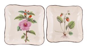 A PAIR OF ENGLISH CREAMWARE SERVING DISHES FROM A BOTANICAL DESSERT SERVICE, CIRCA 1820