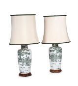 A PAIR OF ASIAN PORCELAIN SHOULDERED VASES, MODERN